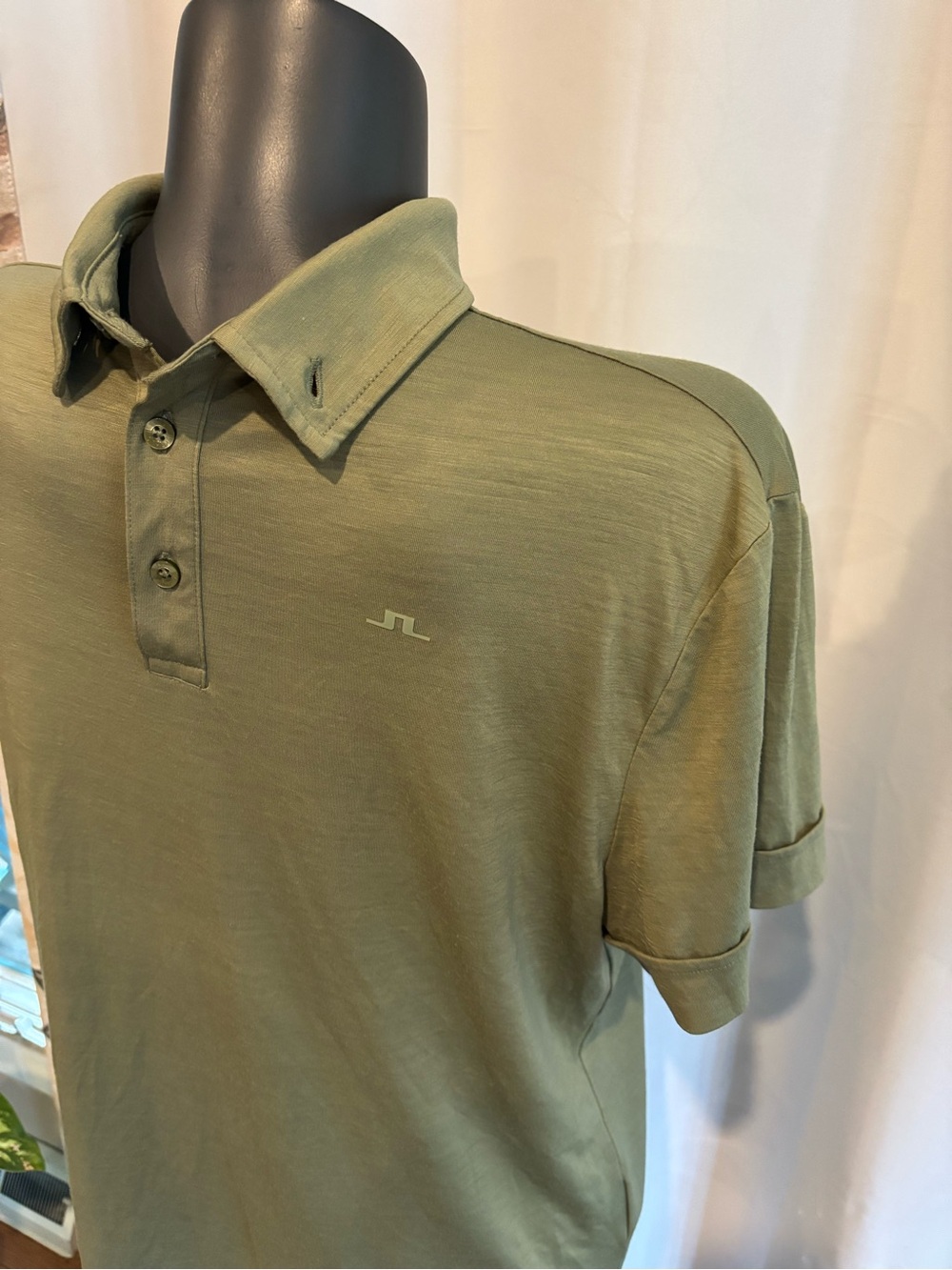 Men's Olive Green J. Lindeberg golf polo large